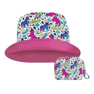 Floppy Tops Kid's Rain/Sun Hats Reversible Pink Unicorns Water Resistent O/S